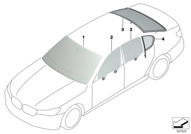 Окно (передней двери) двери 51337409097 BMW