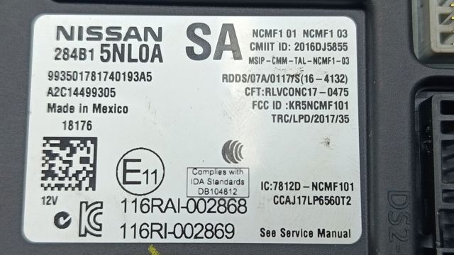 Блок управления комфортом 284B15NL0B NISSAN