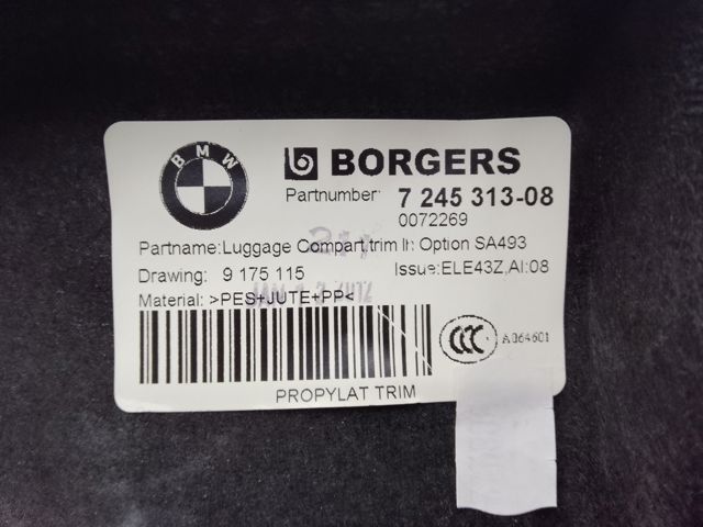 Облицовка багажного отсека, левая 7245313 BMW