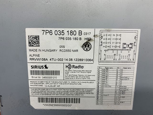 7P6035180B Магнитола купить Ровно