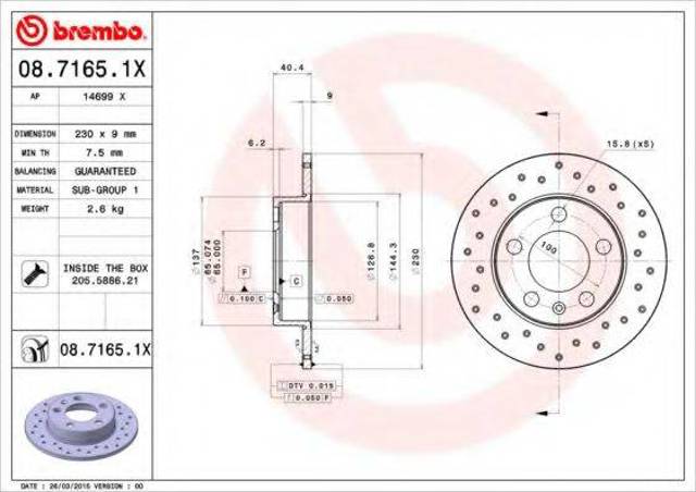 Тормозной диск 0871651X BREMBO