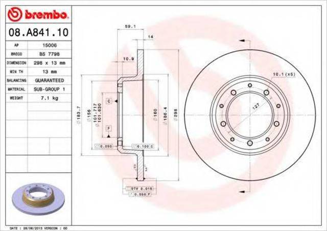 Задний тормозной диск 08A84110 BREMBO