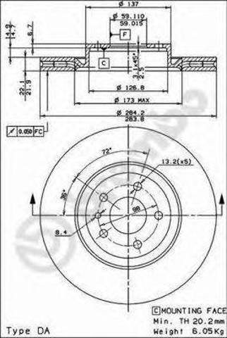 Диск тормозной передний 09493924 BREMBO