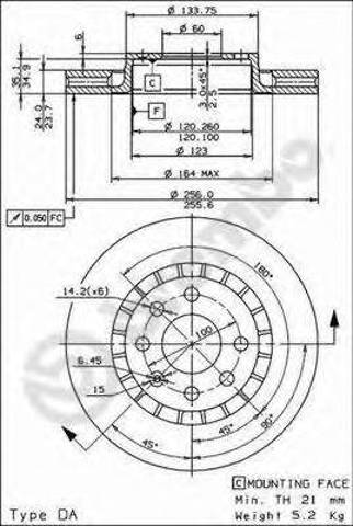 Тормоз дисковый передний 09514824 BREMBO
