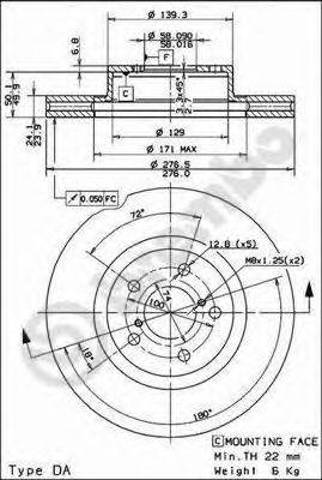Тормоз дисковый передний 09567421 BREMBO