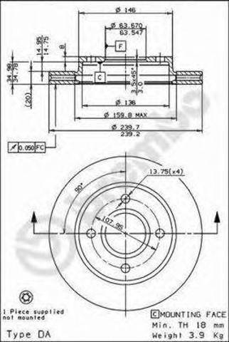 Тормоз дисковый передний 09672734 BREMBO