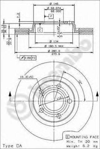 Передний тормозной диск 09719611 BREMBO