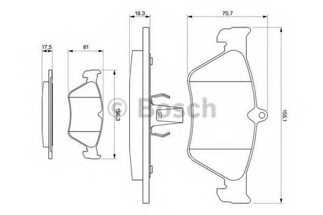 Колодки тормозные дисковые комплект 0986461129 BOSCH