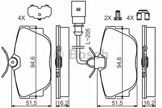 Колодки тормозные дисковые комплект 0986494619 BOSCH