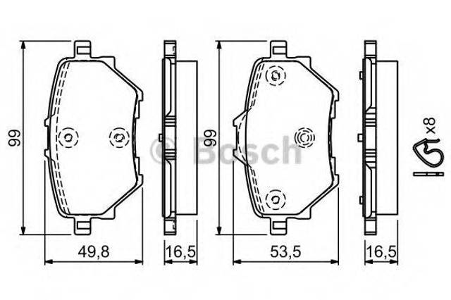 Задние тормозные колодки 0986494716 BOSCH