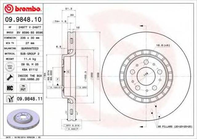 Ротор тормозной 09984811 BREMBO