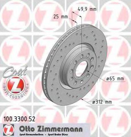 Диск тормозной передний 100330052 ZIMMERMANN