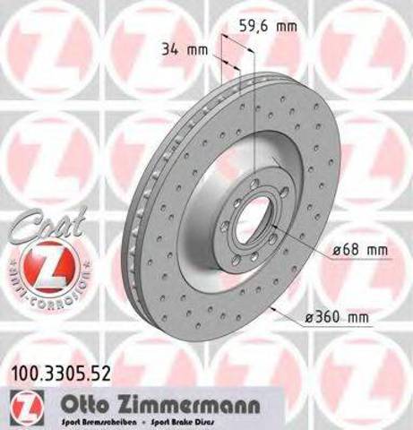 Диск тормозной передний 100330552 ZIMMERMANN