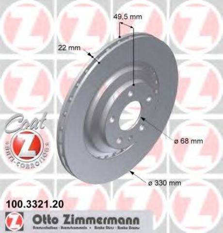 Задний тормозной диск 100332120 ZIMMERMANN
