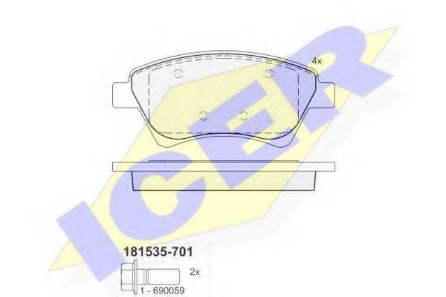 Тормозные колодки 181535701 ICER