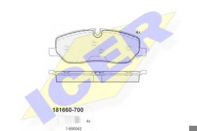 Колодки тормозные передние дисковые 181660700 ICER