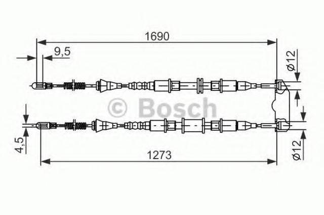 Трос ручного тормоза задний правый/левый 1987477129 BOSCH