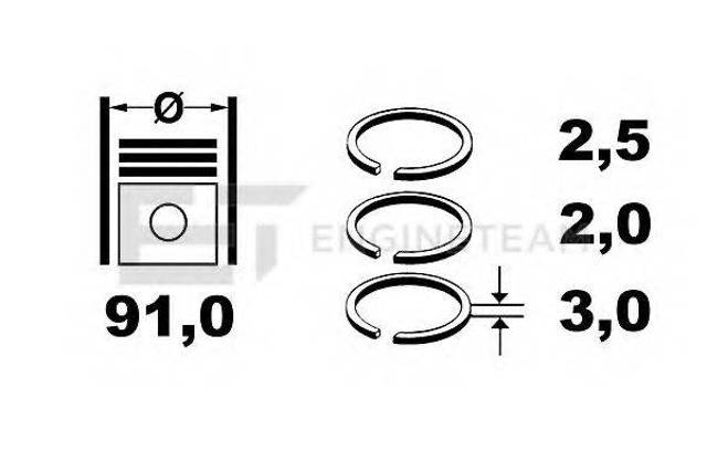 Комплект поршневых колец, STD 230404A910 HYUNDAI