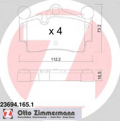 Колодки тормозные дисковые комплект 236941651 ZIMMERMANN