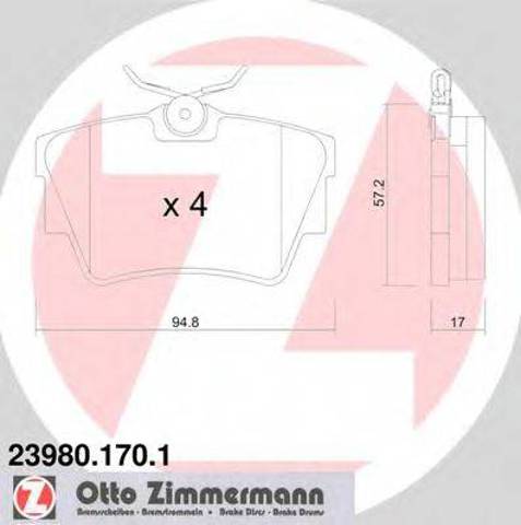 Комплект задних колодок 239801701 ZIMMERMANN