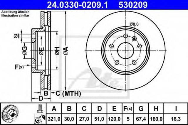 Тормоз дисковый передний 24033002091 ATE