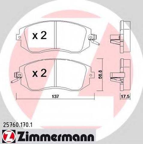 Передние тормозные колодки 257601701 ZIMMERMANN