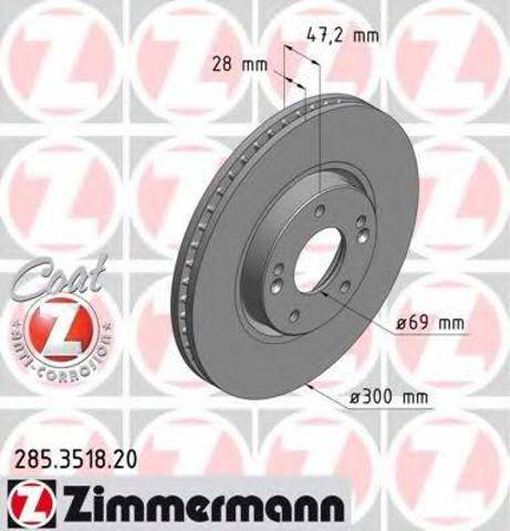 Тормоз дисковый передний 285351820 ZIMMERMANN