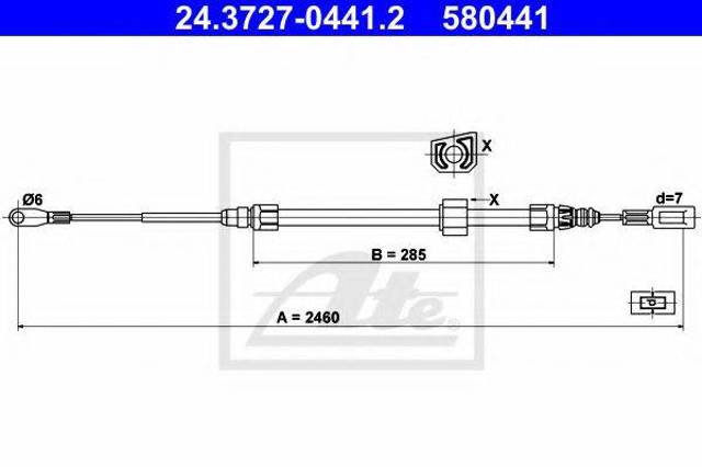 Трос стояночного тормоза передний 2D0609701B VAG