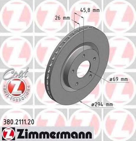 Тормоз дисковый передний 380211120 ZIMMERMANN