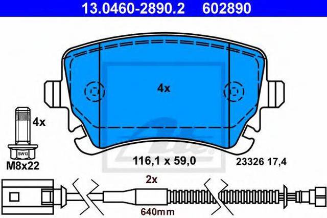 Задние дисковые колодки 3D0698451A VAG