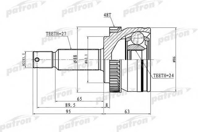 Полуось передняя левая 495911F210 HYUNDAI