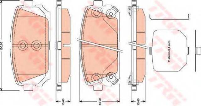 Комплект задних колодок 583021DA01 HYUNDAI