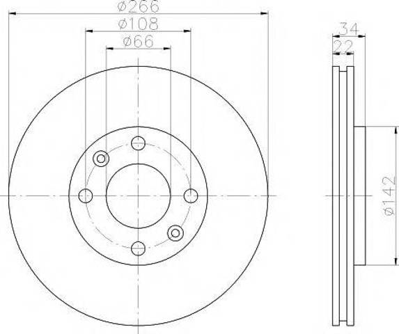 Диск тормозной передний 8DD355108351 HELLA