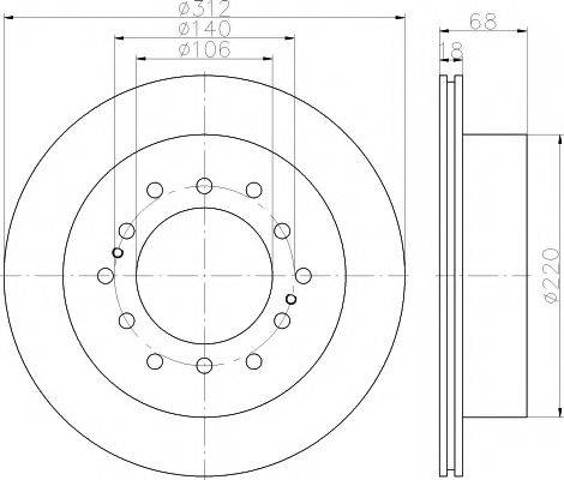 Диск тормозной задний 8DD355114861 HELLA