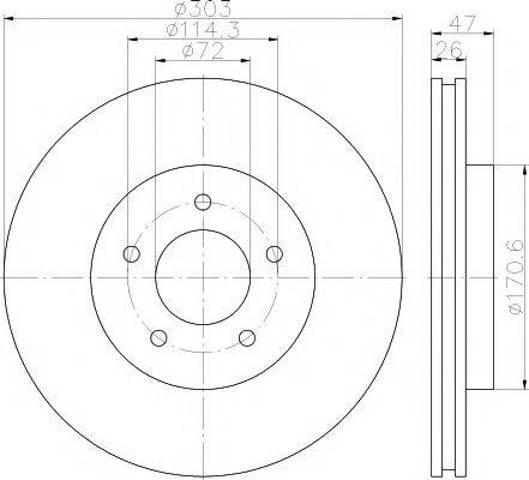 Диск тормозной передний 8DD355116261 HELLA