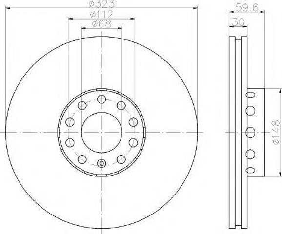 Тормоз дисковый передний 8DD355118611 HELLA