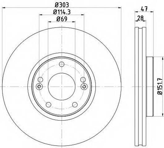Тормоз дисковый передний 8DD355122501 HELLA