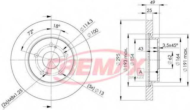 Диск тормозной передний BD4803 FREMAX