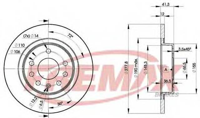 Задний дисковый тормоз BD9115 FREMAX