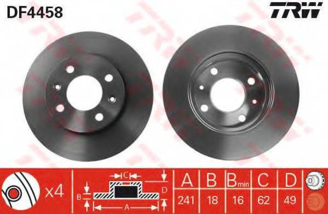 Тормоз дисковый передний DF4458 TRW