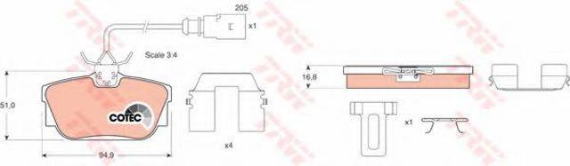 Колодки на тормоз задний дисковый GDB1369 TRW
