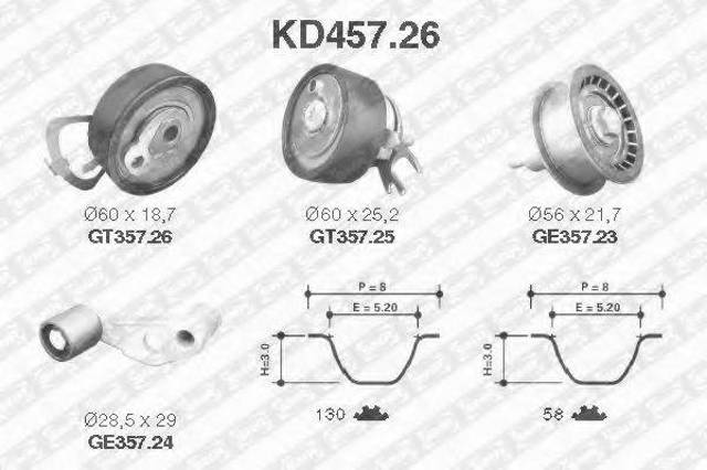 Комплект ремня ГРМ KD45726 SNR