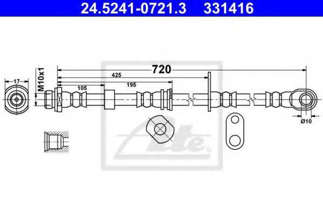 Шланг тормозной передний, левый MN102533 MITSUBISHI