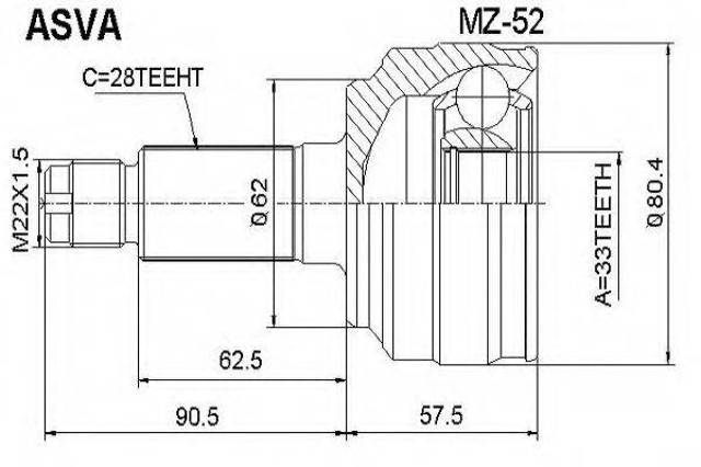Шарнирный комплект, приводной вал MZ52