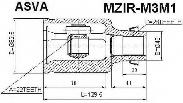 Шарнирный комплект, приводной вал MZIRM3M1