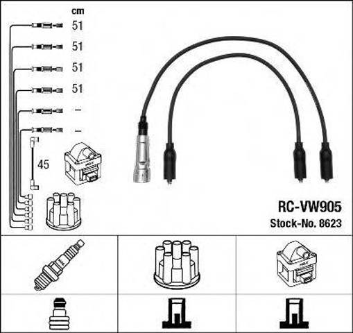 Комплект проводов зажигания RCVW905