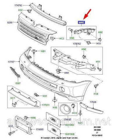 Кронштейн бампера переднего, внешний правый DPL000161 LAND ROVER