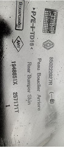 850222027R RENAULT Задний бампер купить в Полтава