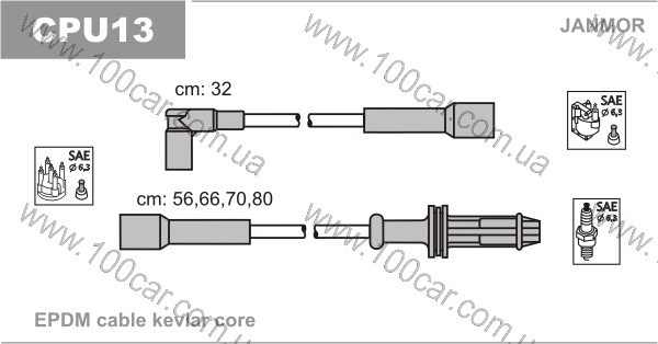 Высоковольтные провода  CPU13 JANMOR