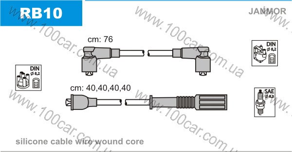 Провода высоковольтные в комплекте RB10 JANMOR